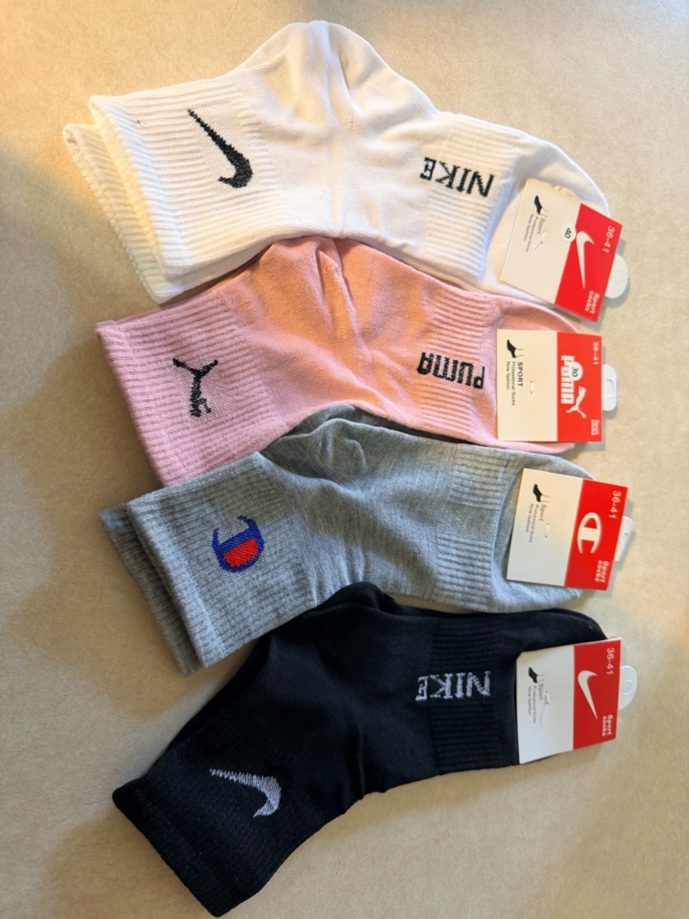 4 Pack of Athletic Crew Socks - Nike - Adidas - Puma New with tags